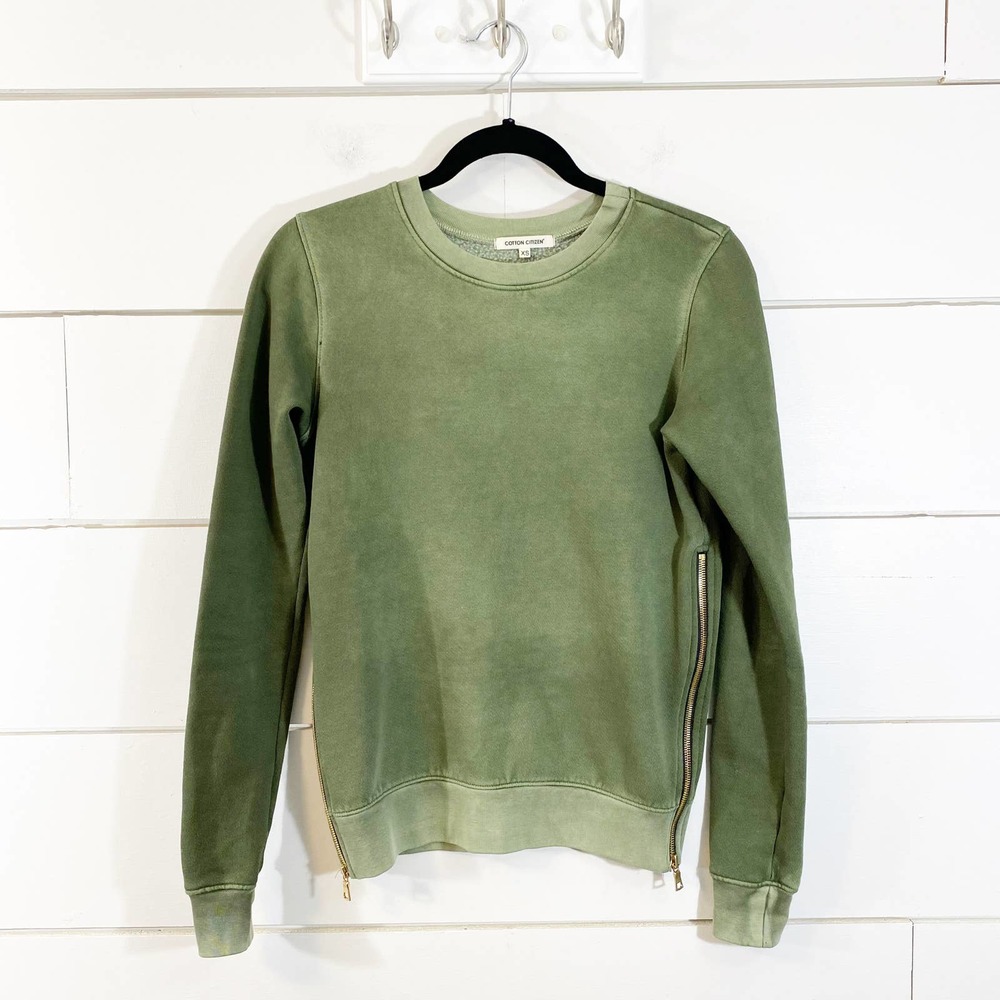Cotton Citzen Green Washed Side Zip Sweatshirt